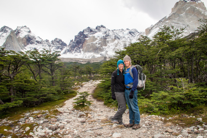 Landon and Alyssa in Front of Beautiful Mountains at Torres del Paine